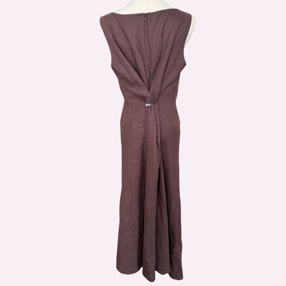 Style&Co 100% Linen Brown Drop Waist Maxi Dress Size 16  90s - Picture 3 of 6